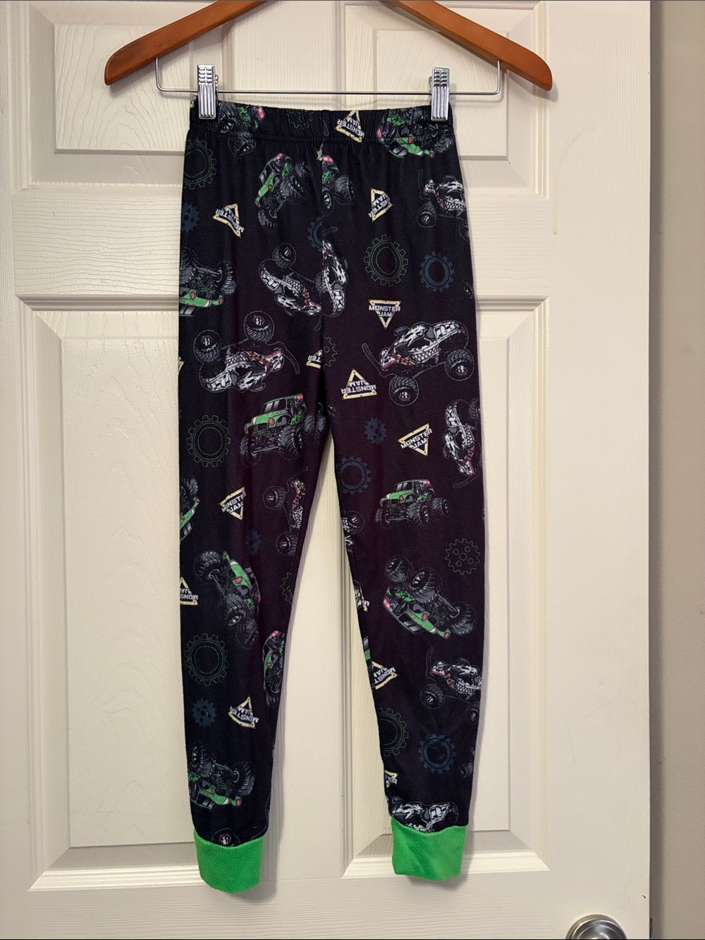 Kids Monster Truck Pajama Pants - Black with Green Accents